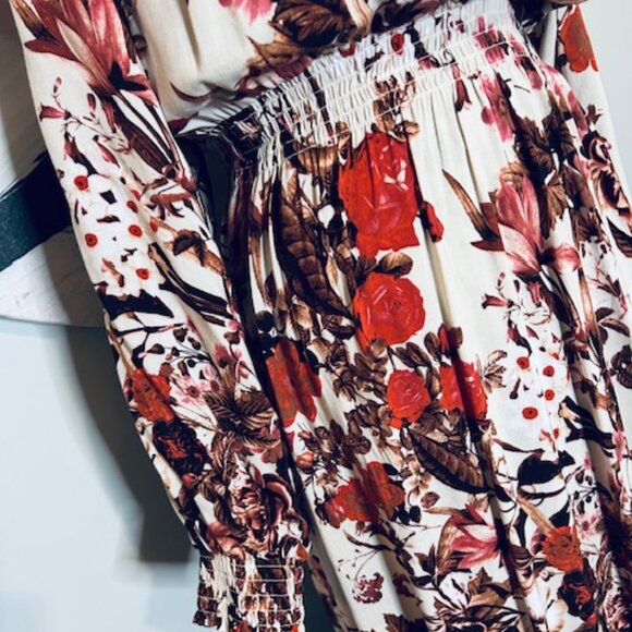 H&M Floral Long Sleeve Midi Dress with Smocking  - Size Medium - Picture 12 of 15